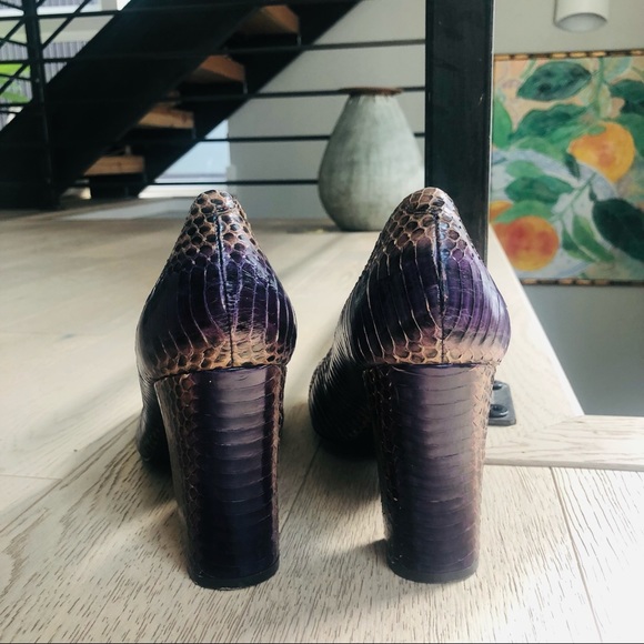BCBG Purple Textured Rattlesnake Block High Heels - Picture 7 of 12